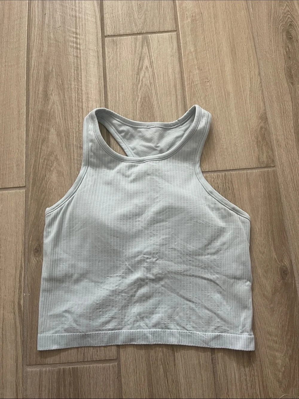 Lululemon Ebb To Street Cropped Racerback Tank Top Starch Blue Sz 8 B/C